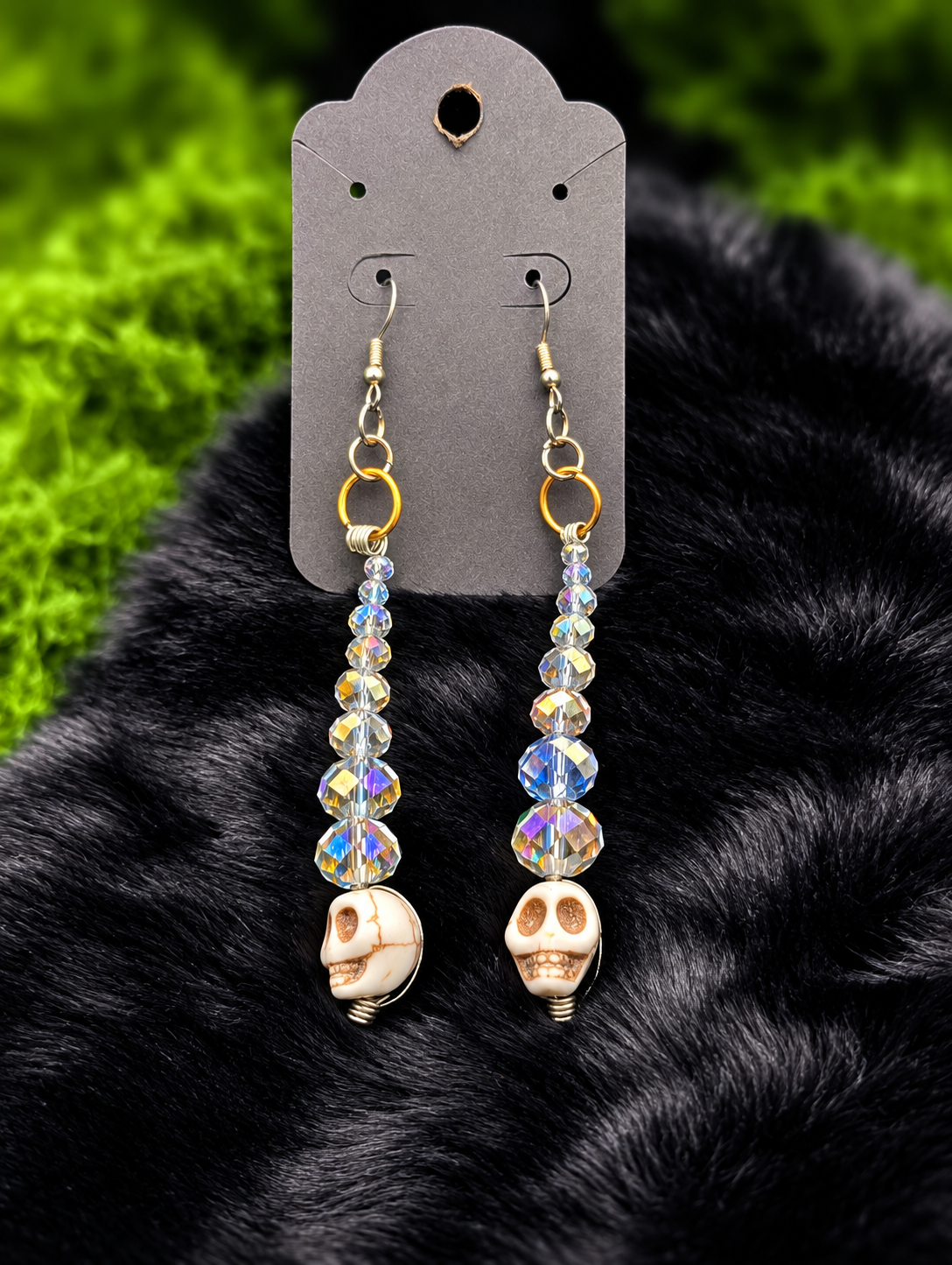 Crystal Skull Drop Earrings