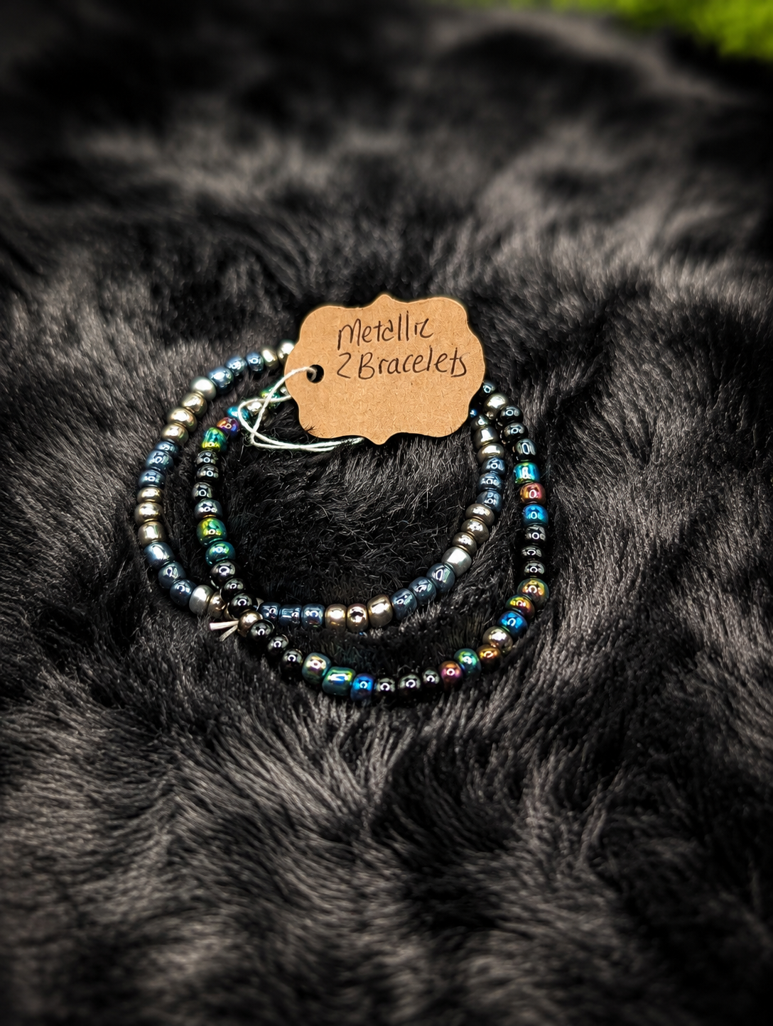 Midnight Metallic Seed Bead Bracelet Set