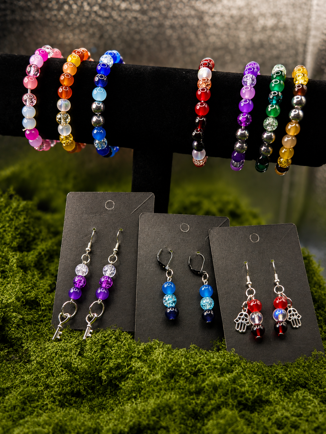 Rainbow Glass Bead Stretch Bracelets Collection