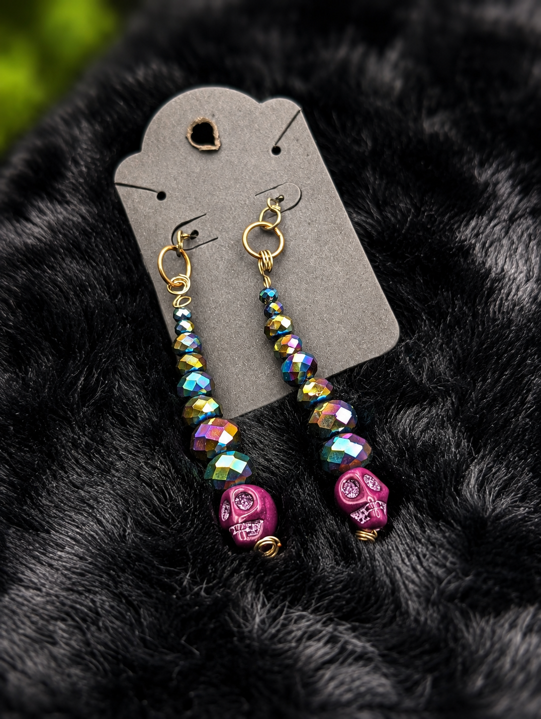 Mystic Rainbow Skull Drop Earrings