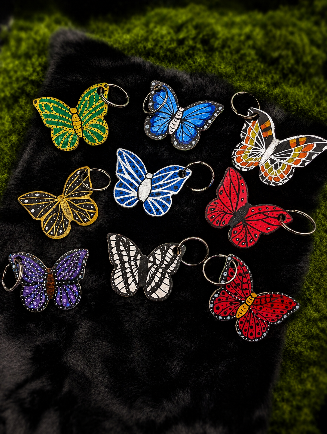 One-of-a-Kind Hand-Painted Butterfly Wooden Keychain