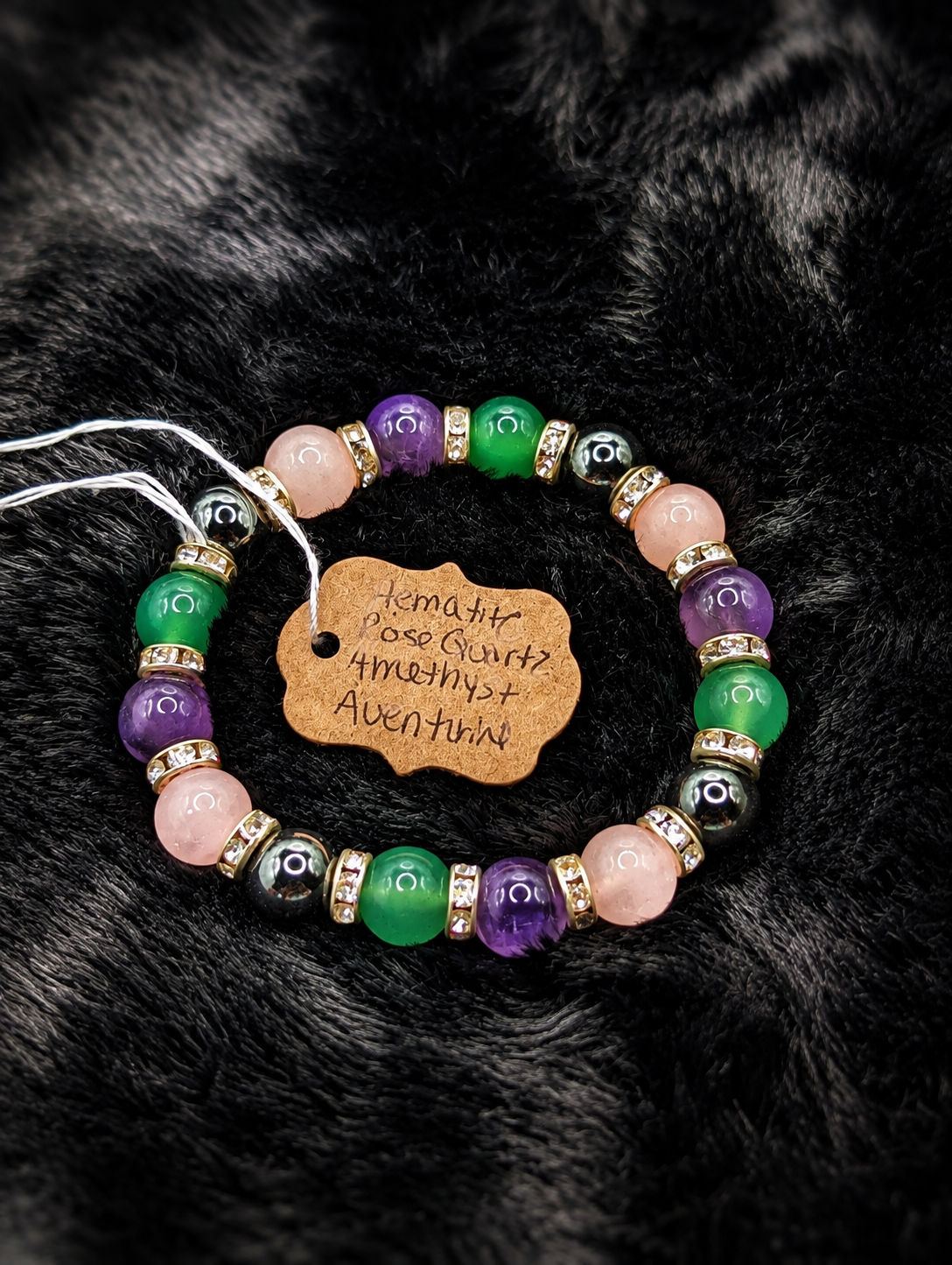 Harmony & Heart Gemstone Bracelet 💗💜💚