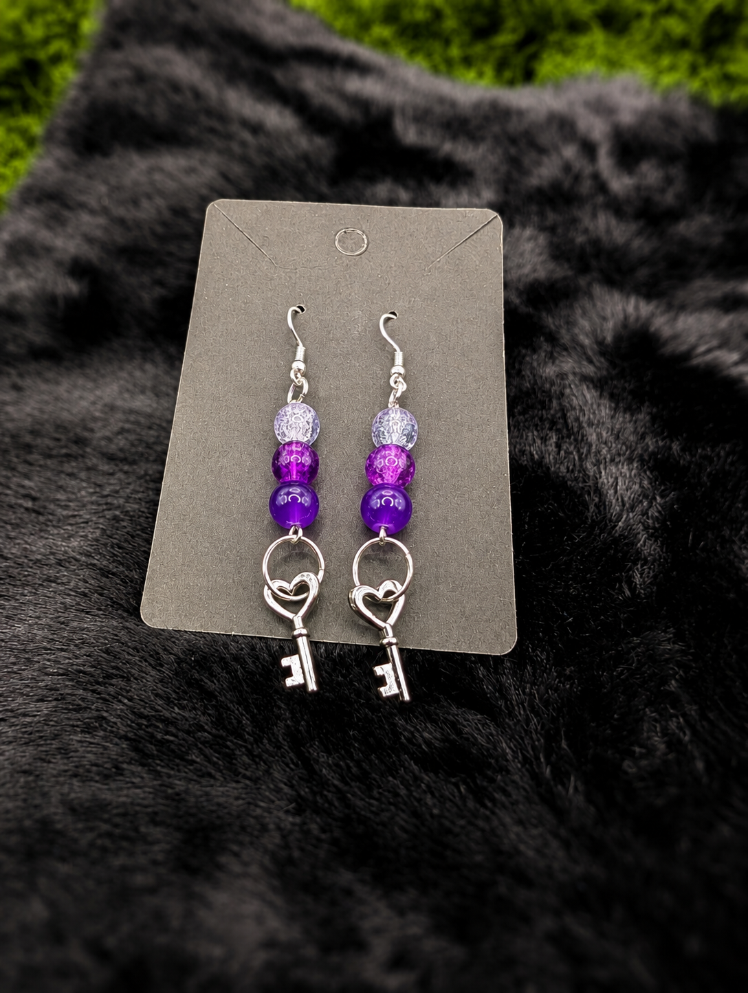 Midnight Blue Glass Bead Drop Earrings